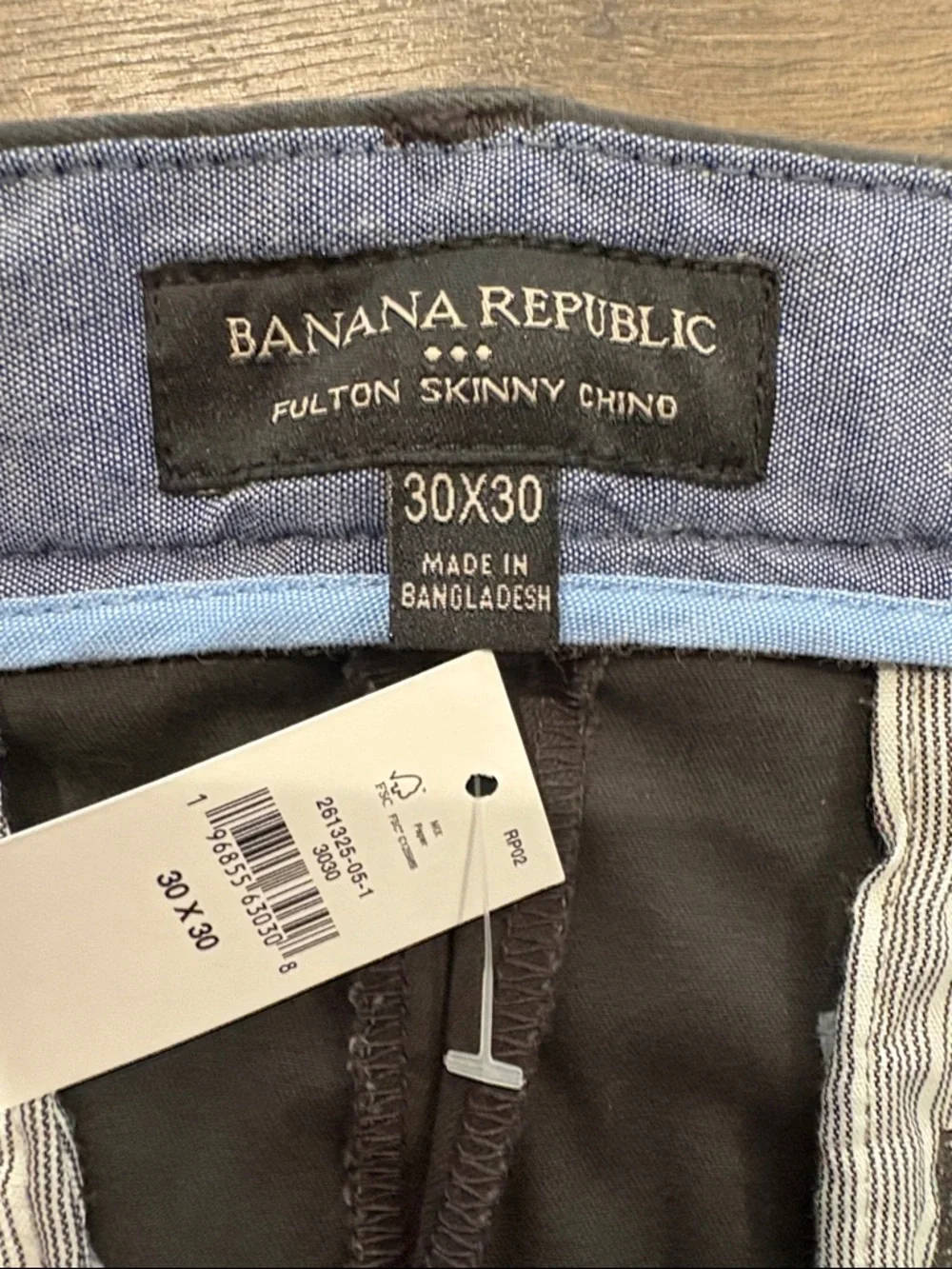 Banana Republic Fulton Stretch Chino Pants Charcoal Gray Men’s 30x30 NWT